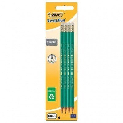 Lápices de Grafito con Goma Bic Evolution 8902753/ HB/ 4 unidades