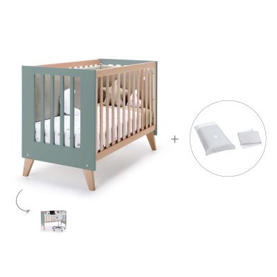 Cuna-escritorio (2en1) madera/eucalipto 60x120 cm + textil Galaxy · Nexor