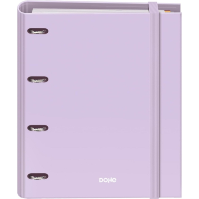 Dohe Serenity Carpeta de 4 Anillas Mixtas de 35mm Recambio 100 Hojas Cuadricula 5mm - Formato A4 - Cierre con Goma - Incluye 4 Separadores y Sobre de Polipropileno - Color Morado