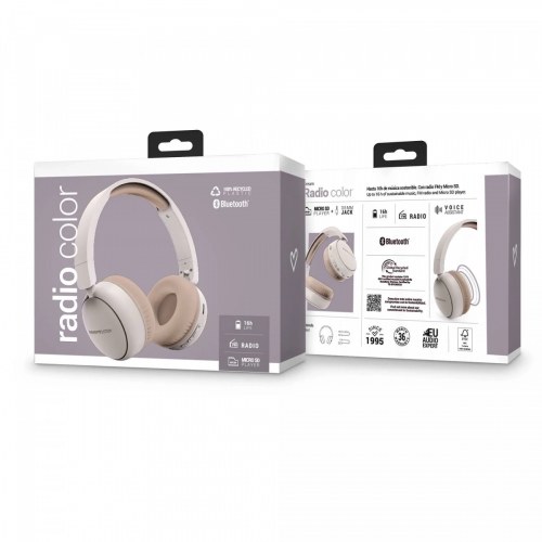 Radio Color - Auriculares Bluetooth con radio FM Beige