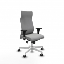 Piqueras y Crespo Albacete direcci?n sincro similpiel gris claro brazos 1D cromados base blanca ruedas 65 engomadas