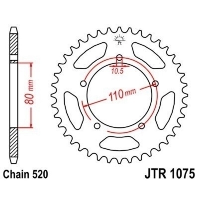 Corona JT 1075 de acero con 39 dientes JTR1075.39
