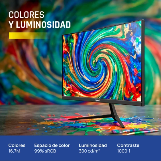 Monitor iggual ML24SDP, 23,8 pulgadas, Full HD, IPS, 120 Hz, 1 ms, altavoces, HDMI, DisplayPort, VGA, 99% sRGB - imagen 3