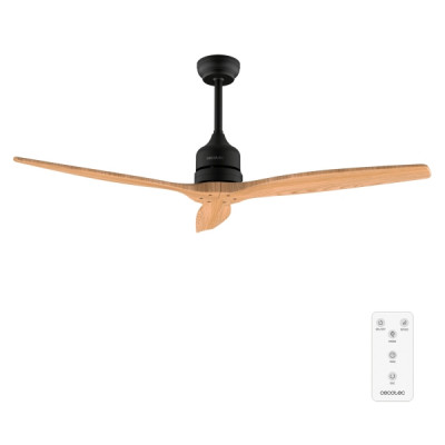 Cecotec EnergySilence Aero 5270 Black and WhiteWood Ventilador de Techo de 3 Aspas - 40W - Diametro de 52 - Temporizador - 6 Velocidades - Modo Invierno - Altura Ajustable - Color Negro