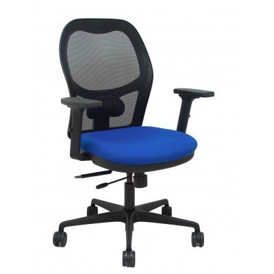 Silla Jorquera traslack malla negra asiento bali azul brazos 2D ruedas 65