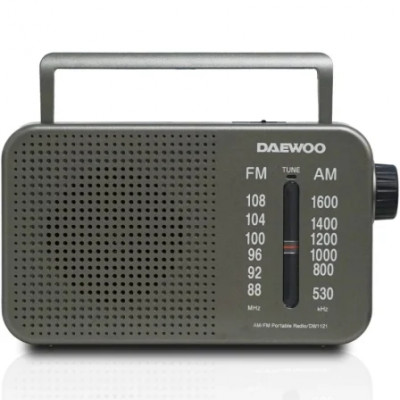 Radio Portátil Daewoo DW1121/con Cable/ a Pilas/ Gris