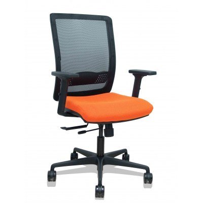 Silla Haches traslack malla negra asiento bali naranja brazos 2D ruedas 65mm