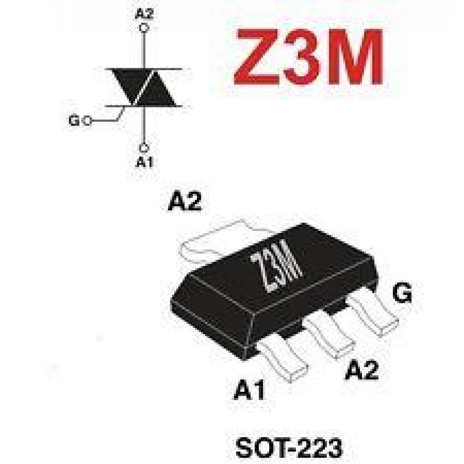 Z0103MN-SMD Triac Z3M-SMD 600V 1Amp 3mA SOT223