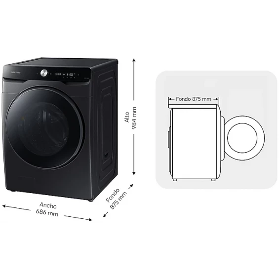 Lavadora Samsung WF20DG8650BVU3, 20 kg, 1000 rpm, clase A, negro - imagen 2