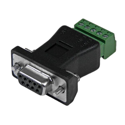 RS422 RS485 Serial DB9 -> Terminal Block Adapter Negro
