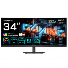 GIGABYTE MO34WQC36 Monitor Gaming Curvo 34” WQHD - 3440 x 1440, 360Hz, 0.03ms, KVM, 300 cd/m², FreeSync Premium Pro, DisplayHDR True Black 500, HDM