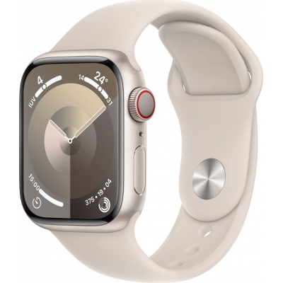 Apple Watch Series 9/ GPS/ Cellular/ 41mm/ Caja de Aluminio Blanco Estrella/ Correa Deportiva Blanco Estrella M/L