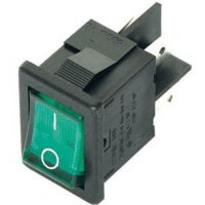 Interruptor Basculante Bipolar Luminoso VERDE 10A/250Vac