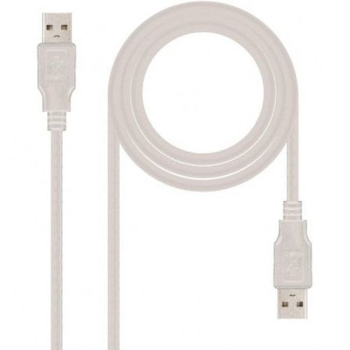 Cable USB 2.0 Nanocable 10.01.0303/ USB Macho - USB Macho/ 2m/ Beige