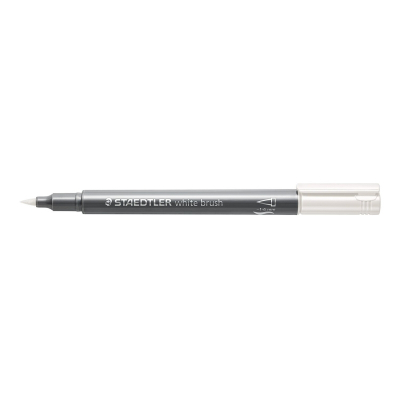 Staedtler Metallic Brush Rotulador Punta Pincel - Trazo 1 - 6mm Aprox - Tinta Base de Agua - Color Blanco