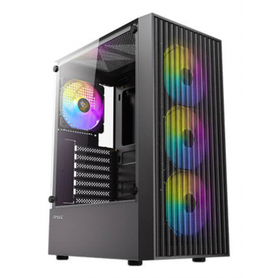 CAJA ANTEC AX27 ARGB ATX NEGRO 4XVENT 120MM 2XUSB SN FUENTE