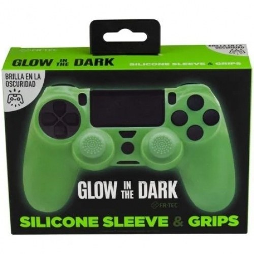 Funda Silicona + Grips FR-TEC Glow in the Dark para Mando PS4/ Verde
