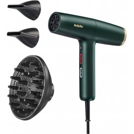Secador de pelo Babyliss D6555DE, Air Power Pro, 1700W, muy silencioso, motor digital, ultraligero, 3 velocidades, 4 temperaturas, verde
