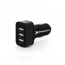 Cargador universal phoenix phcarcharger3usb para coche - mechero 5v - 3 x usb 7.2a negro acabado en silicona