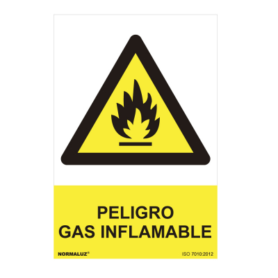 Cartel peligro peligro gas inflamable (pvc 0.7mm) 30x40cm normaluz