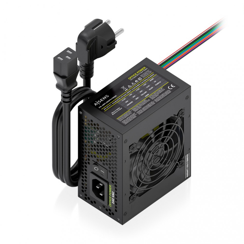 AISENS - FUENTE ALIMENTACION SFX 500W CON CABLE DE ALIMENTACION OEM, NEGRA