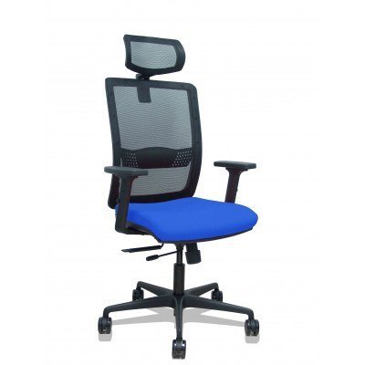 Silla Haches traslack malla negra asiento bali azul brazos 2D ruedas 65mm cabecero regulable