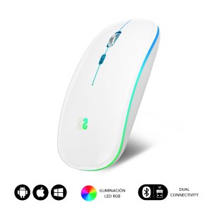 Ratón Subblim DUAL FLAT inalámbrico, Bluetooth, RGB, blanco