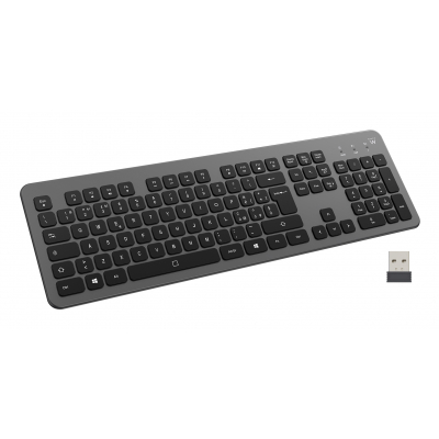 EW3296 teclado Universal RF inalámbrica + USB QWERTY Español Negro, Gris