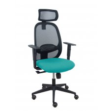 Piqueras y Crespo Silla Cilanco negra malla negra asiento bali turquesa brazo regulable cabecero regulable