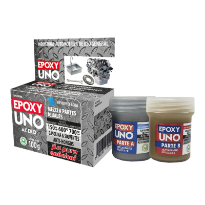 Adhesivo epoxy general acero 100gr unoa98 fusion epoxy black label