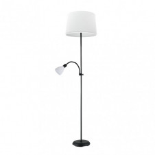 Pie De Salon Rilon 1xe27+1xe14 C/lector Negro Pantalla Blanca 175,5x40x40 Cm
