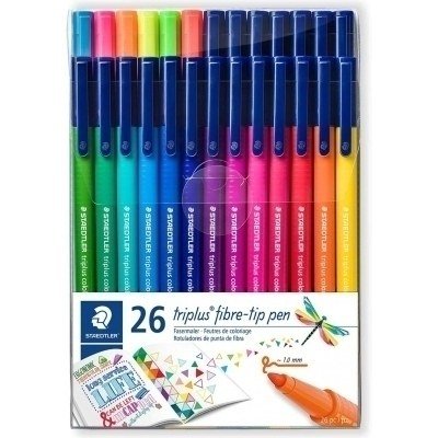 Staedtler Triplus Color 323 Pack de 26 Rotuladores de Punta Fina - Trazo 1mm Aprox - Tinta Base de Agua - Colores Surtidos