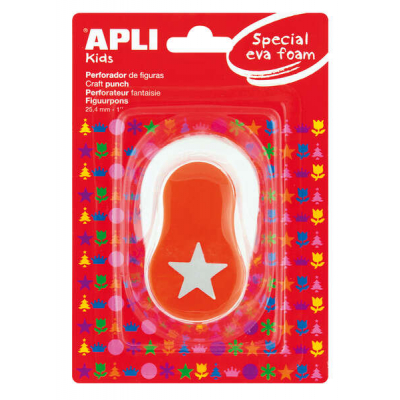 Apli Perforadora Estrella - Figura de 25.4mm - Perfora Papel, Carton, Cartulina y Goma Eva de Hasta 2mm - Deposito de Facil Apertura - Doble Uso - Ideal para Manualidades y Decoraciones - Color Blanco