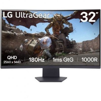 Monitor Gaming Curvo LG UltraGear 32GS60QC-B 31.5/ QHD/ 1ms/ 180Hz/ VA/ Negro