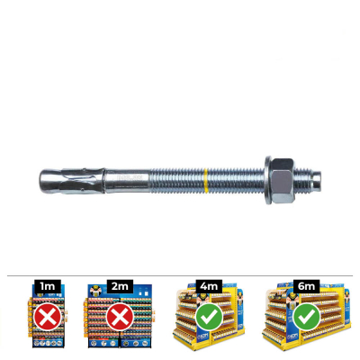 Anclaje homologado ce bap ø8x95mm/30 zincado (caja 50 unid)