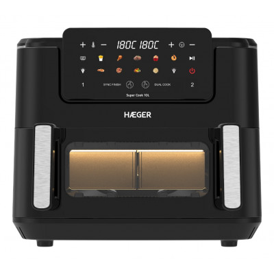 AF-D10.010B freidora Doble 10 L Independiente 2600 W Freidora de aire caliente Negro