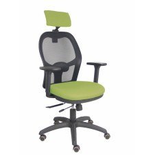 Piqueras y Crespo Silla Jorquera traslack malla negra asiento bali verde oliva brazos 3D cabecero regulable
