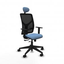 Piqueras y Crespo Motilla traslack malla negra bali azul cielo brazos 1D base piramidal cabecero fijo ruedas 65mm nailon