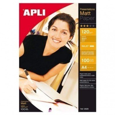 Papel Apli 12626/ DIN A4/ 120g/ 100 Hojas/ Mate