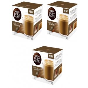 Pack de 3 cajas Dolce Gusto CAFE AU LAIT INTENSO, 16 unidades por caja, 48 cápsulas en total