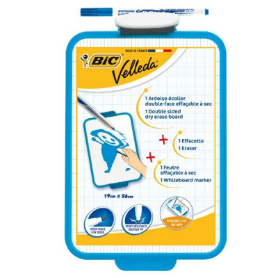 VELLEDA Pizarra Bic dos superficies con marcador y borrador 19x26cm