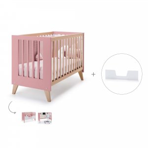 Cuna-cama-escritorio 60x120 cm (3en1) madera/rosa · Nexor