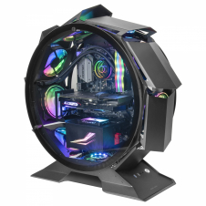 Mars Gaming MCORB Negro Caja PC Gaming Micro-ATX XL Diseño Circular Custom Doble Cristal Templado