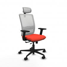 Piqueras y Crespo Haches traslack malla blanca bali naranja oscuro brazos 2D base nailon cabecero malla 2D ruedas 65mm nailon