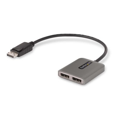 Hub MST de 2 Puertos DisplayPort 1.4 - Divisor Splitter DP para 2 Monitores - Adaptador DisplayPort a 2x DisplayPort de 5K 60Hz - Alimentado por USB - Windows Solamente