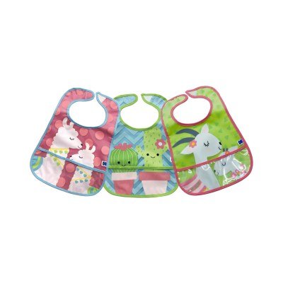Set de baberos de rizo y EVA con recogemigas 3 uds Lama-Cactus-Goat