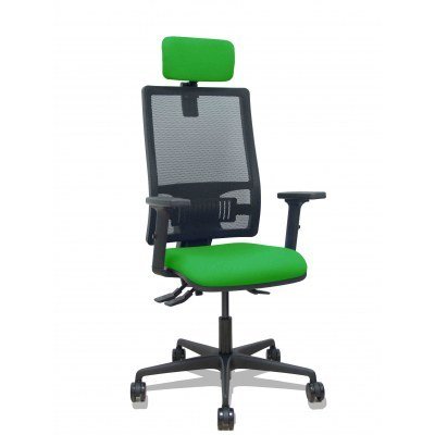 Silla Bormate asincro malla negra asiento bali verde brazos 2D ruedas 65mm cabecero regulable