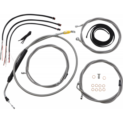 Kit completo de cable de manillar/línea de freno en acero inoxidable trenzado LA CHOPPERS LA-8056KT2-19