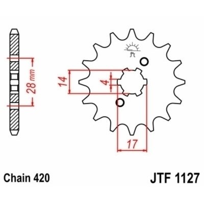 Piñon JT 1127 de acero con 15 dientes JTF1127.15