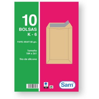 SAM Paq.10 bolsas 80g 184x261mm kraft